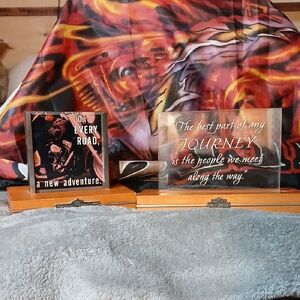 Harley Davidson Decorative Set with Inspirational Quotes and Coasters